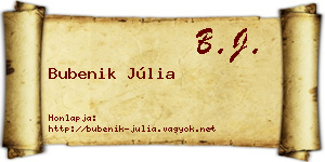 Bubenik Júlia névjegykártya
